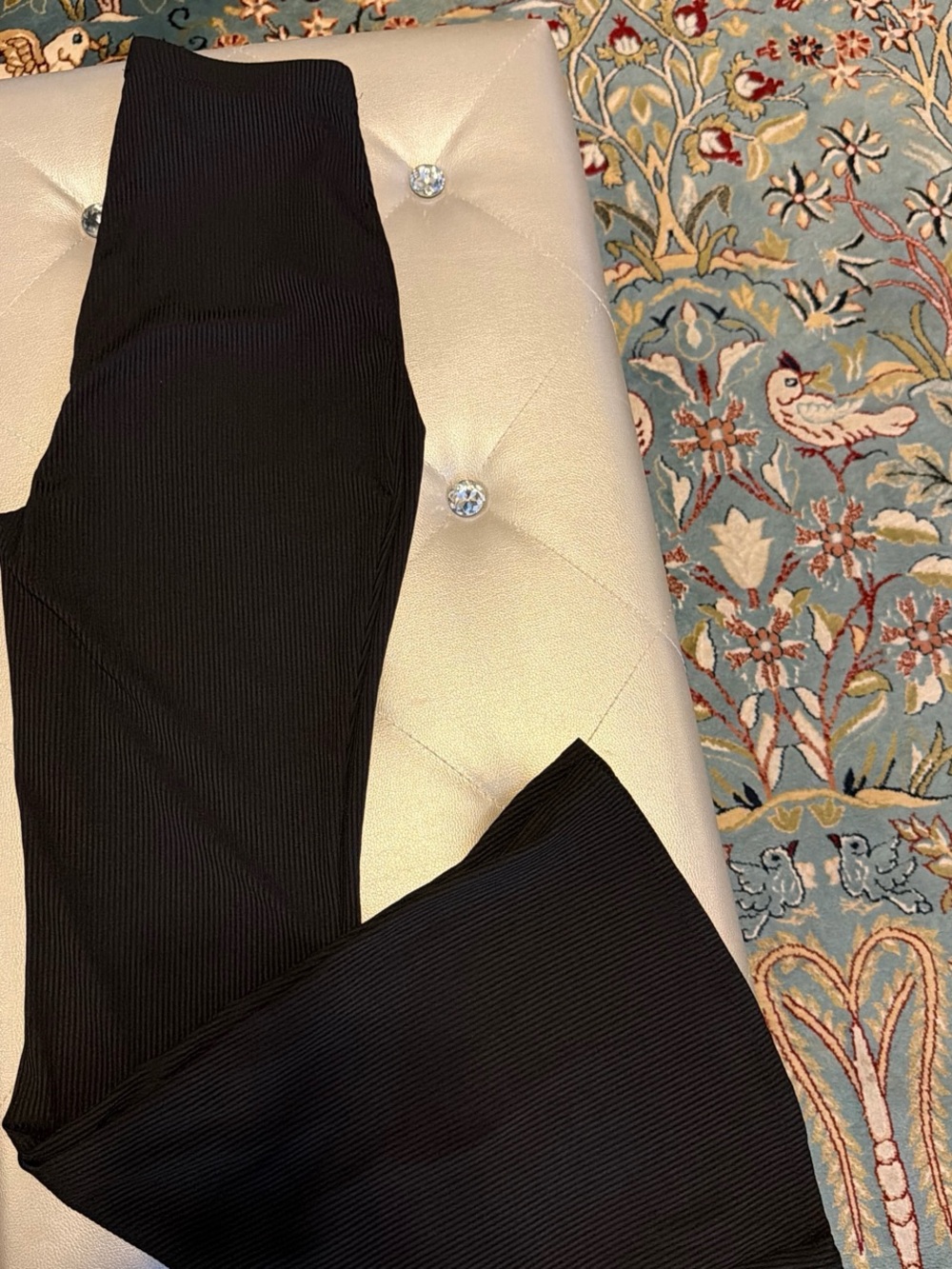 Misguided Black Ribbed Wide-Leg Pants